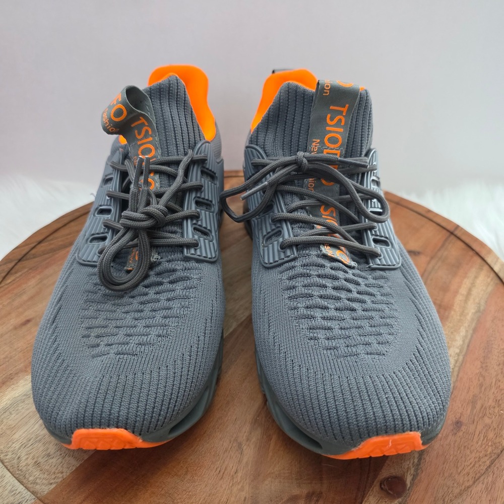 TSIODFO Mens Grey Orange Blade Running Sneakers Athletic Shoes Sz 45‎ US 11-11.5 - Picture 2 of 12